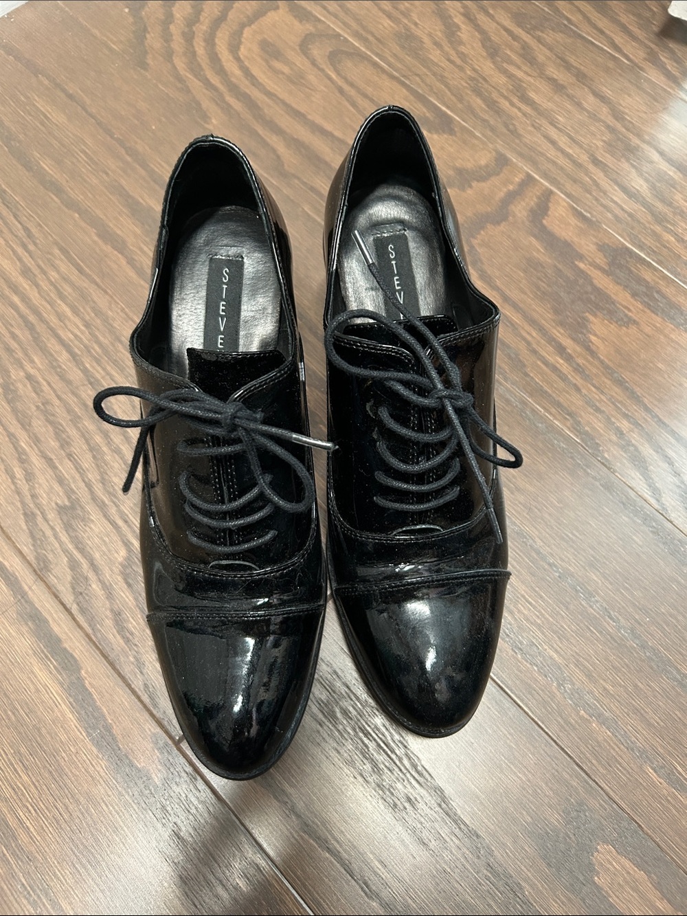 Steve Madden Shiny Black Patent Lace-Up Derby Shoes